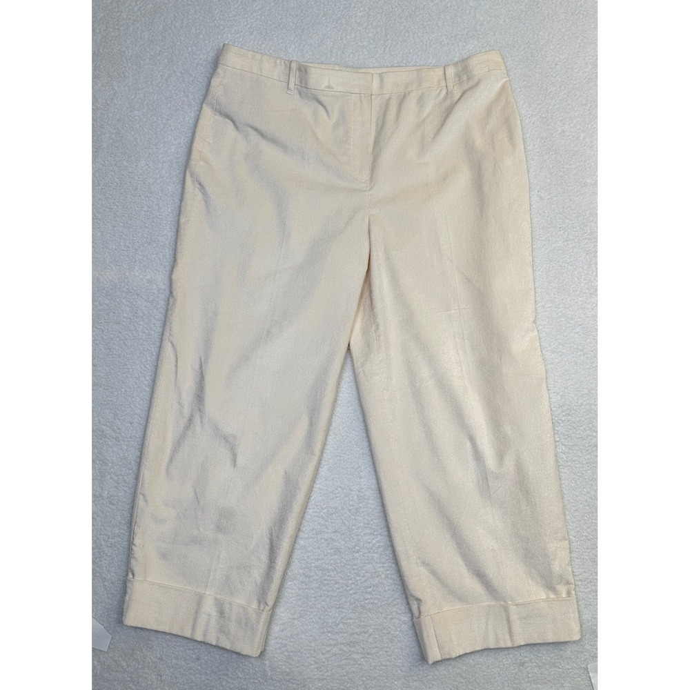 PER SE BY CARLISLE Womens Corduroy Cream Beige Cropped Wide Leg Pants Size 18‎